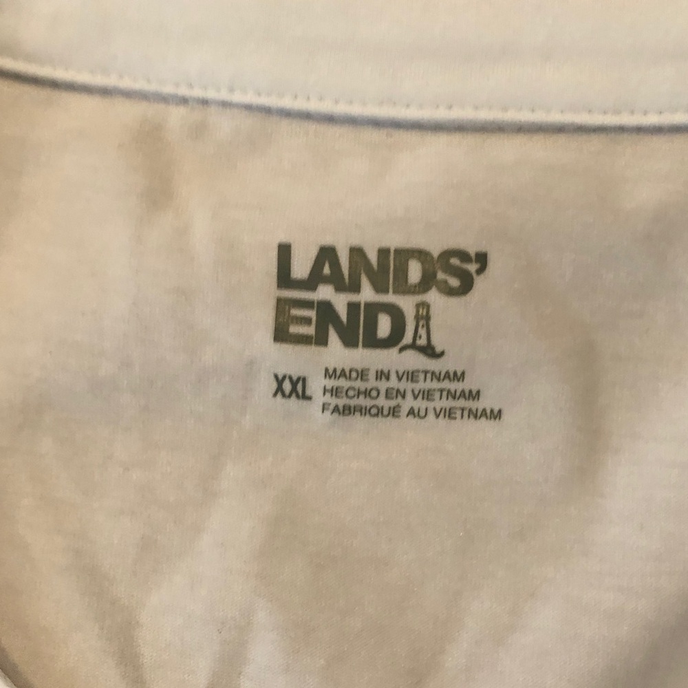 Lands' End White Short Sleeve Pintuck Button Front Top - Picture 2 of 9